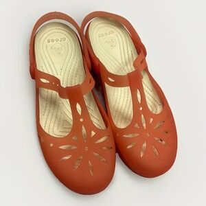 Crocs Shoes Wm 7 Pink Mary Jane Clog Carlie T Strap Slingback